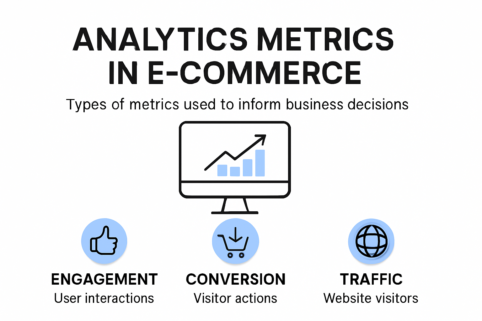 Infographic visualizing core analytics metrics for e-commerce