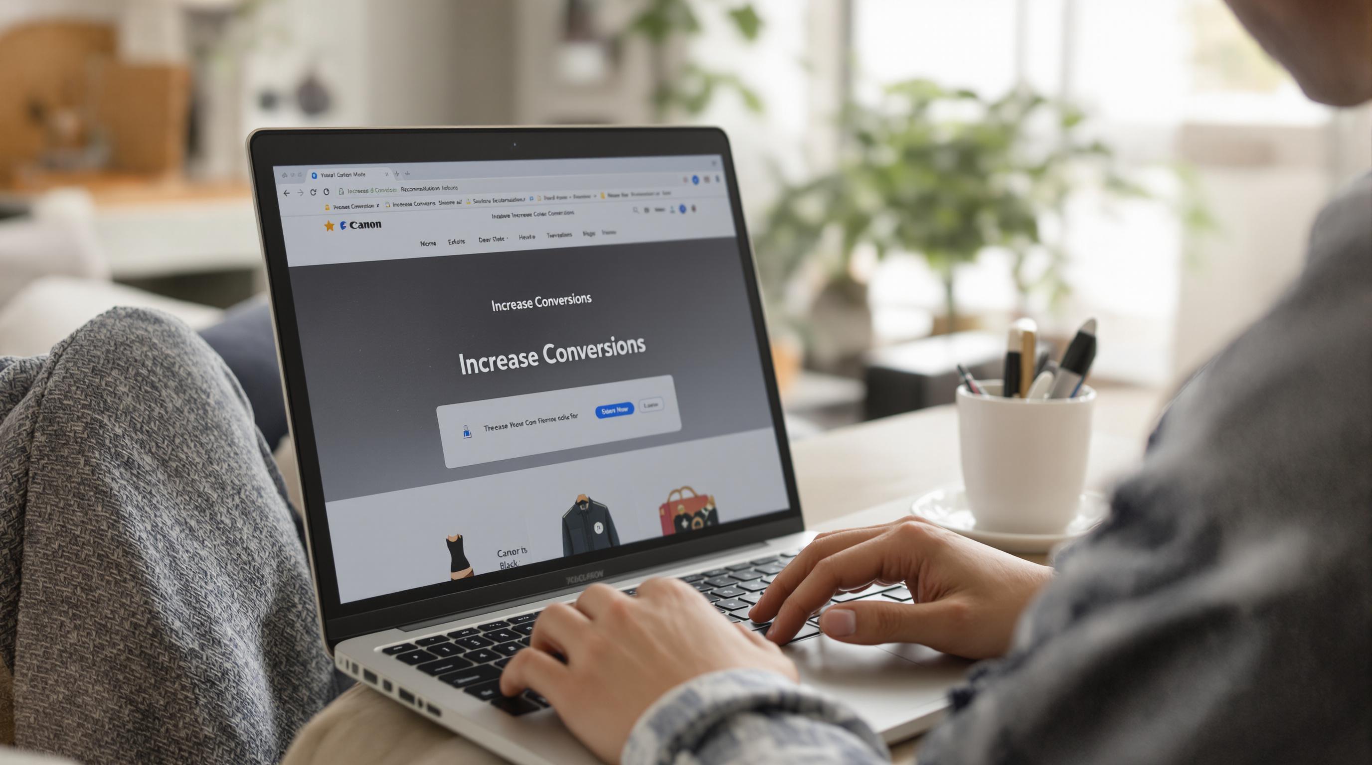 Online shopper viewing personalized recommendations illustrating e-commerce conversions