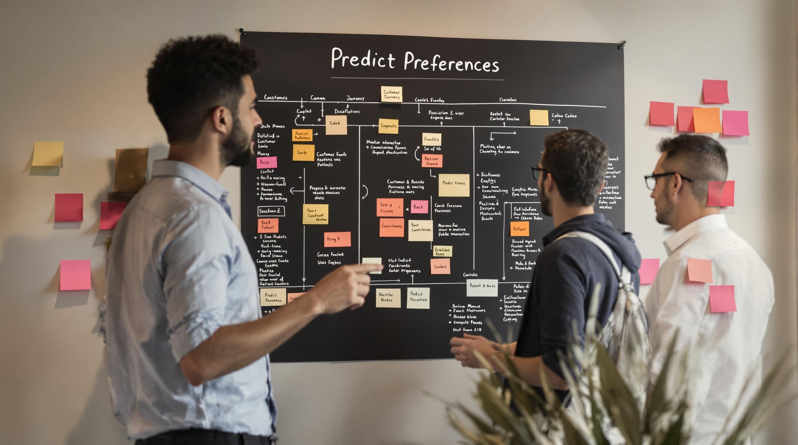 El equipo de comercio electrónico analiza el mapa del recorrido del cliente para obtener información predictiva