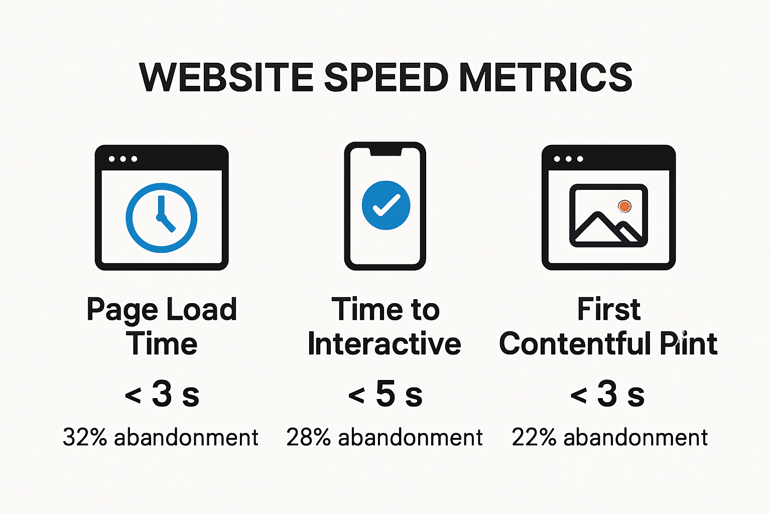 Infografía que muestra las principales métricas y efectos de la velocidad del sitio web