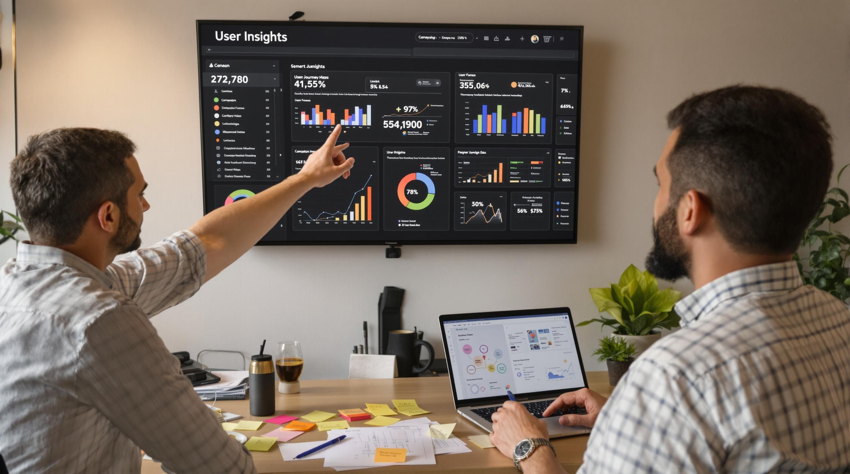 E-commerce marketers analyze user insights on digital analytics dashboards