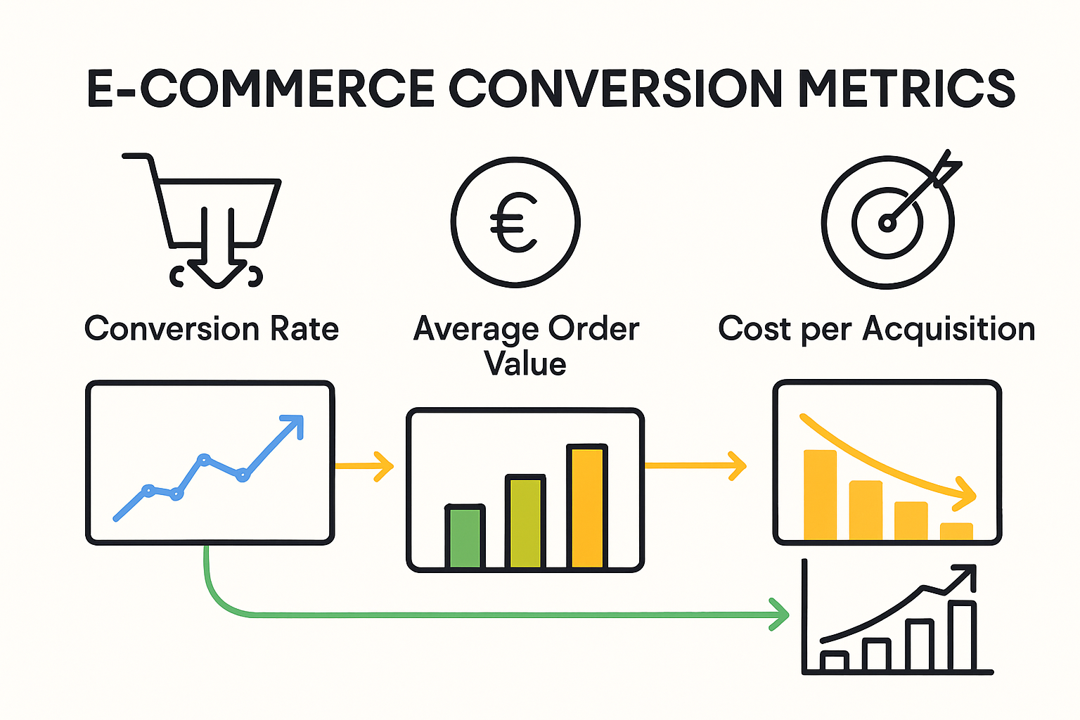Infographic illustrating key e-commerce conversion metrics