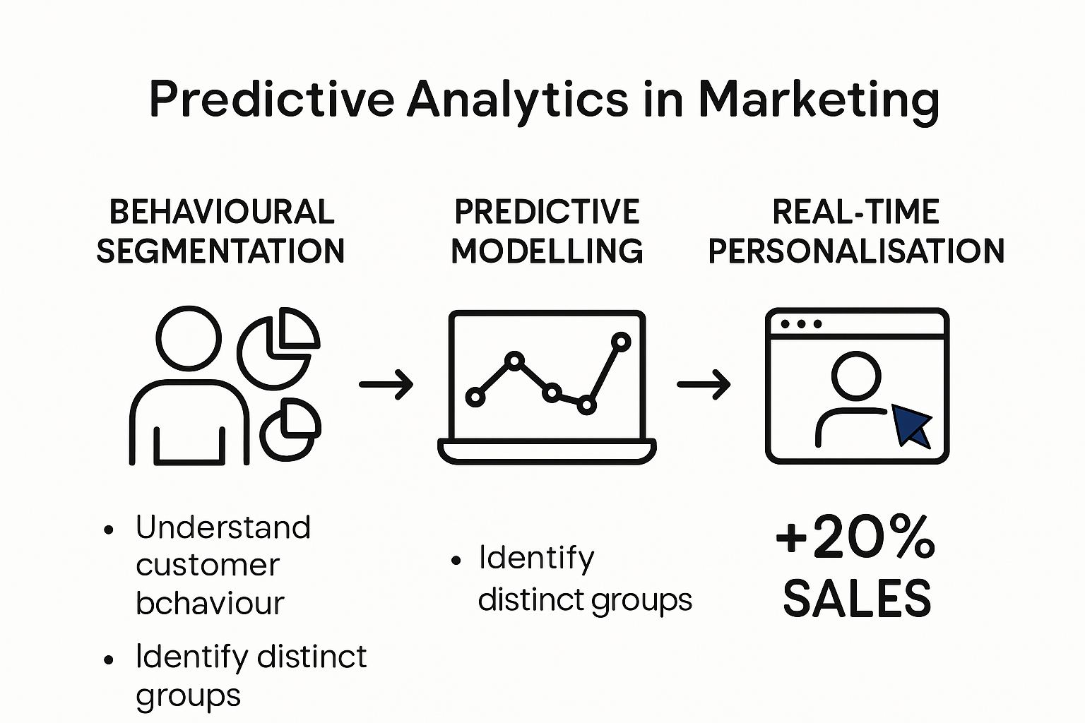 Infographic shows steps of predictive analytics for marketing