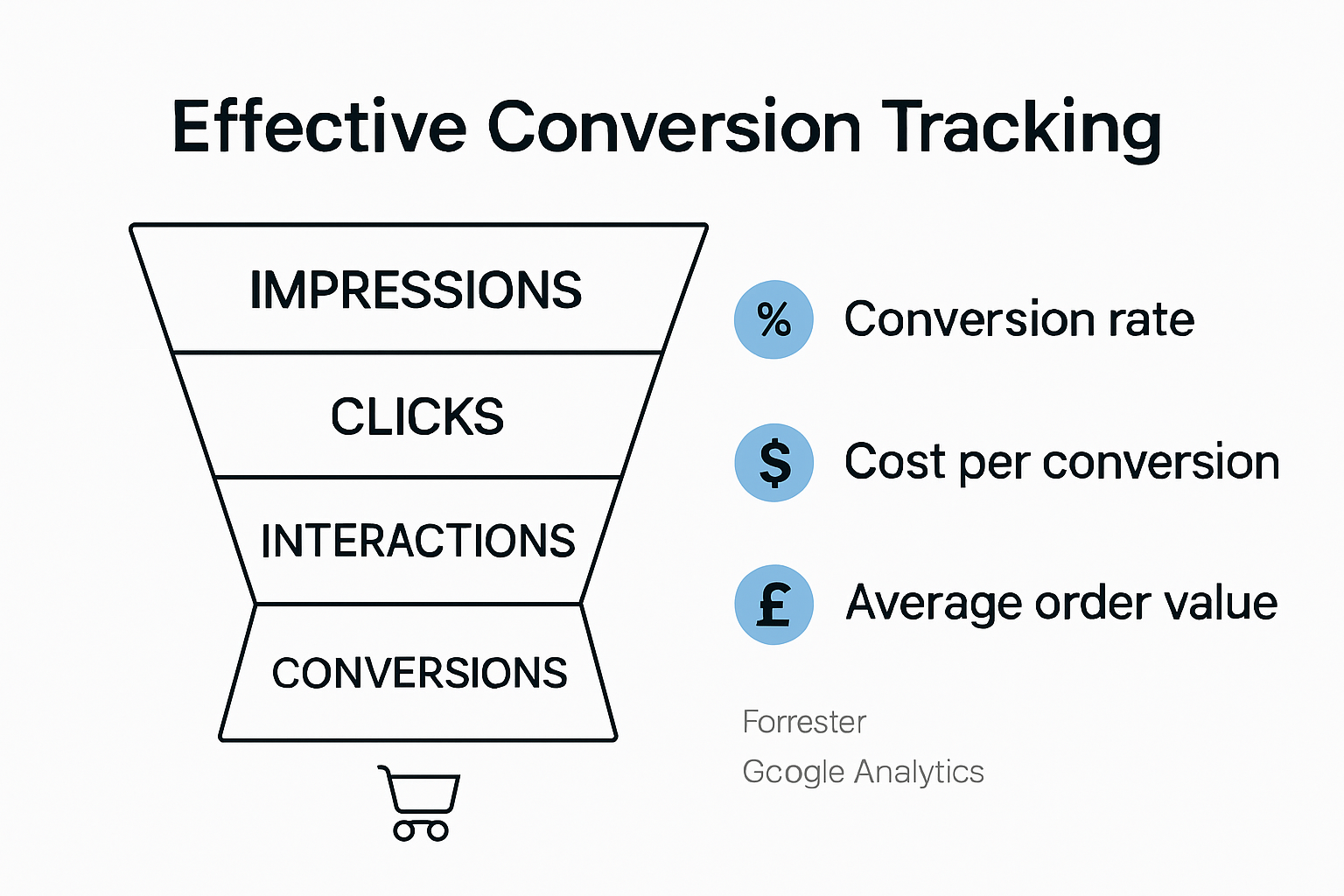 Infographic showing user journey and top conversion metrics