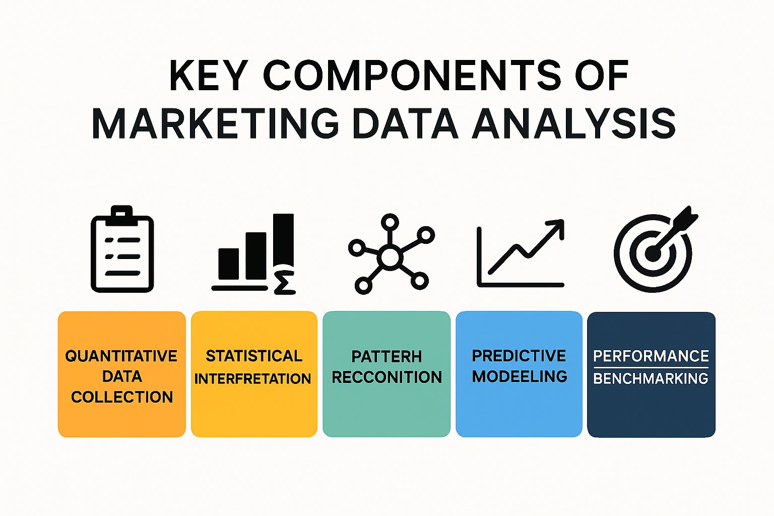 Infographic showing five key components of marketing data analysis process