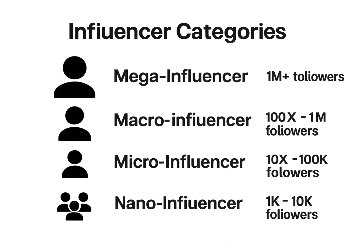 Infographic comparing influencer categories by audience size