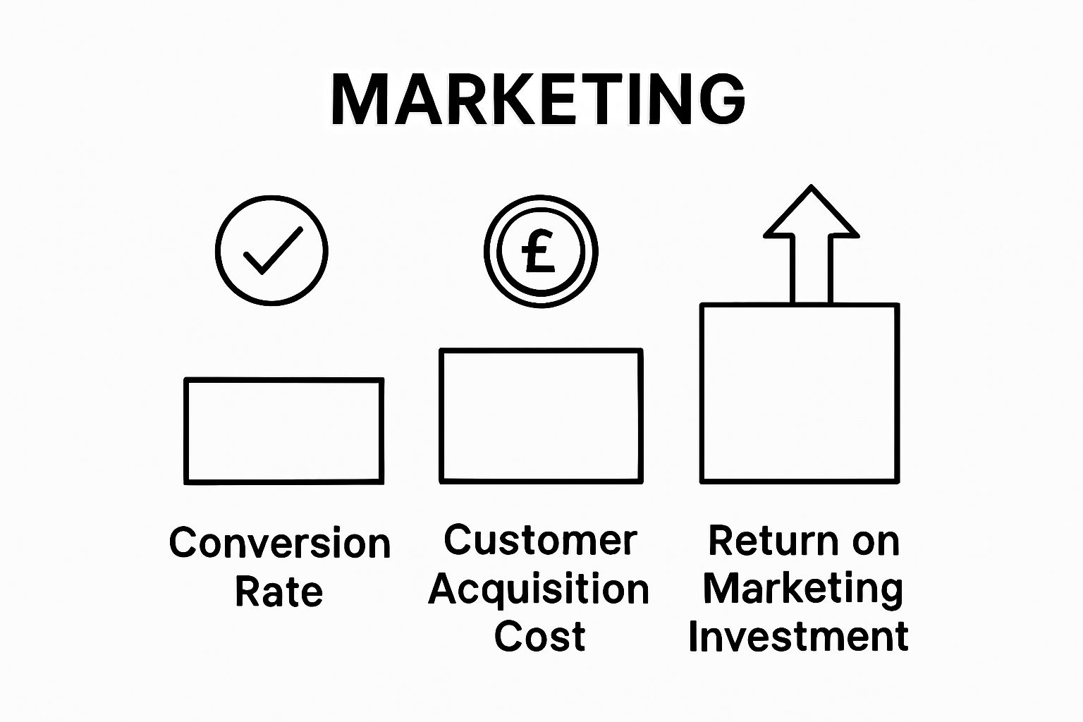 Infographic comparing three core marketing analytics metrics
