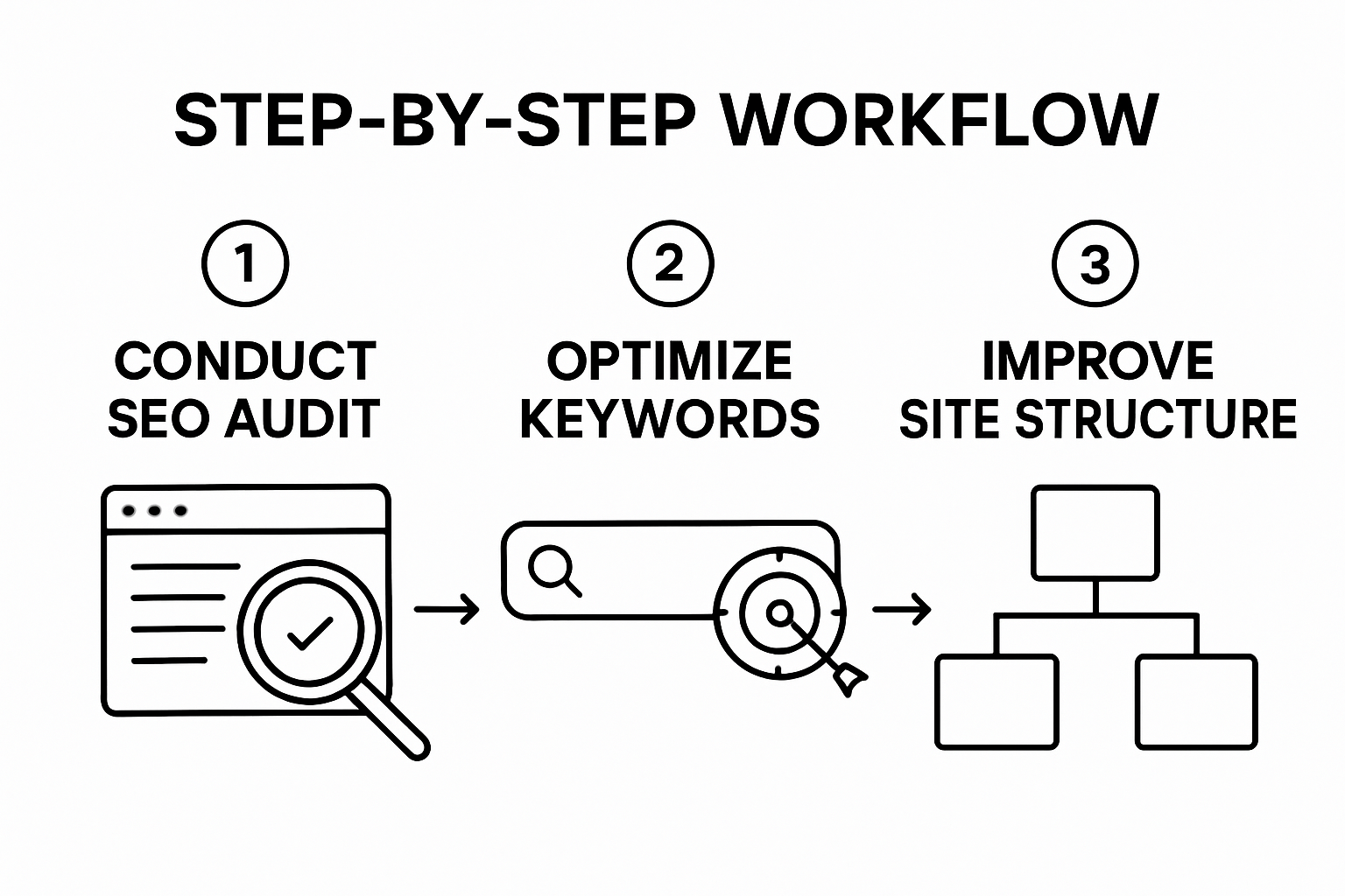 Infographic showing 3 steps to boost organic traffic