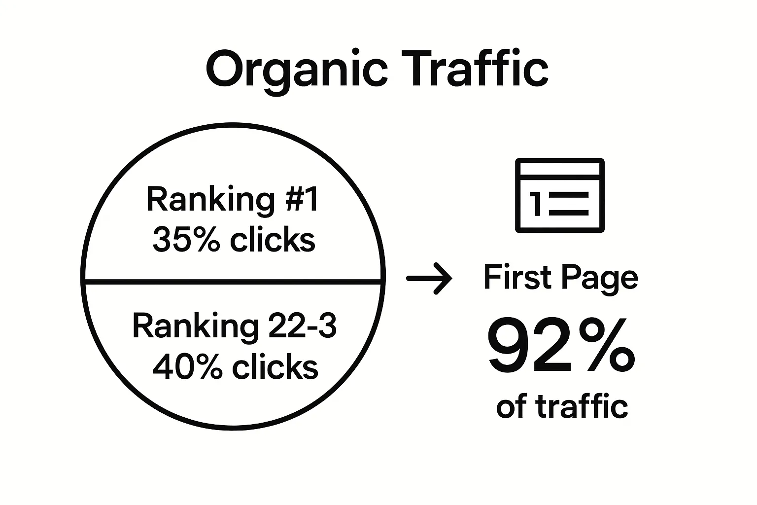 Infographic showing SEO ranking vs. organic traffic percentages