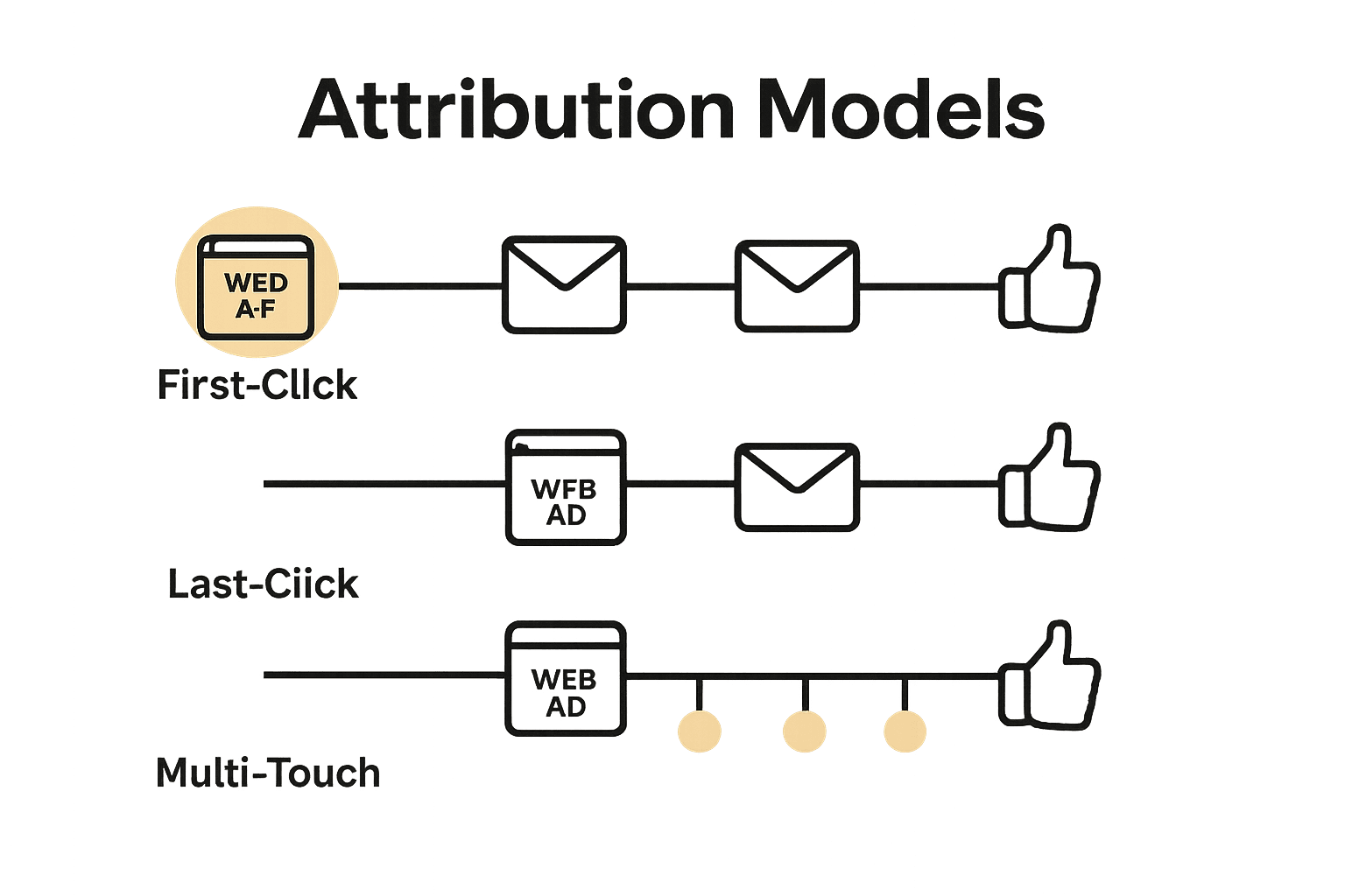 Infographic comparing single-touch and multi-touch attribution models.