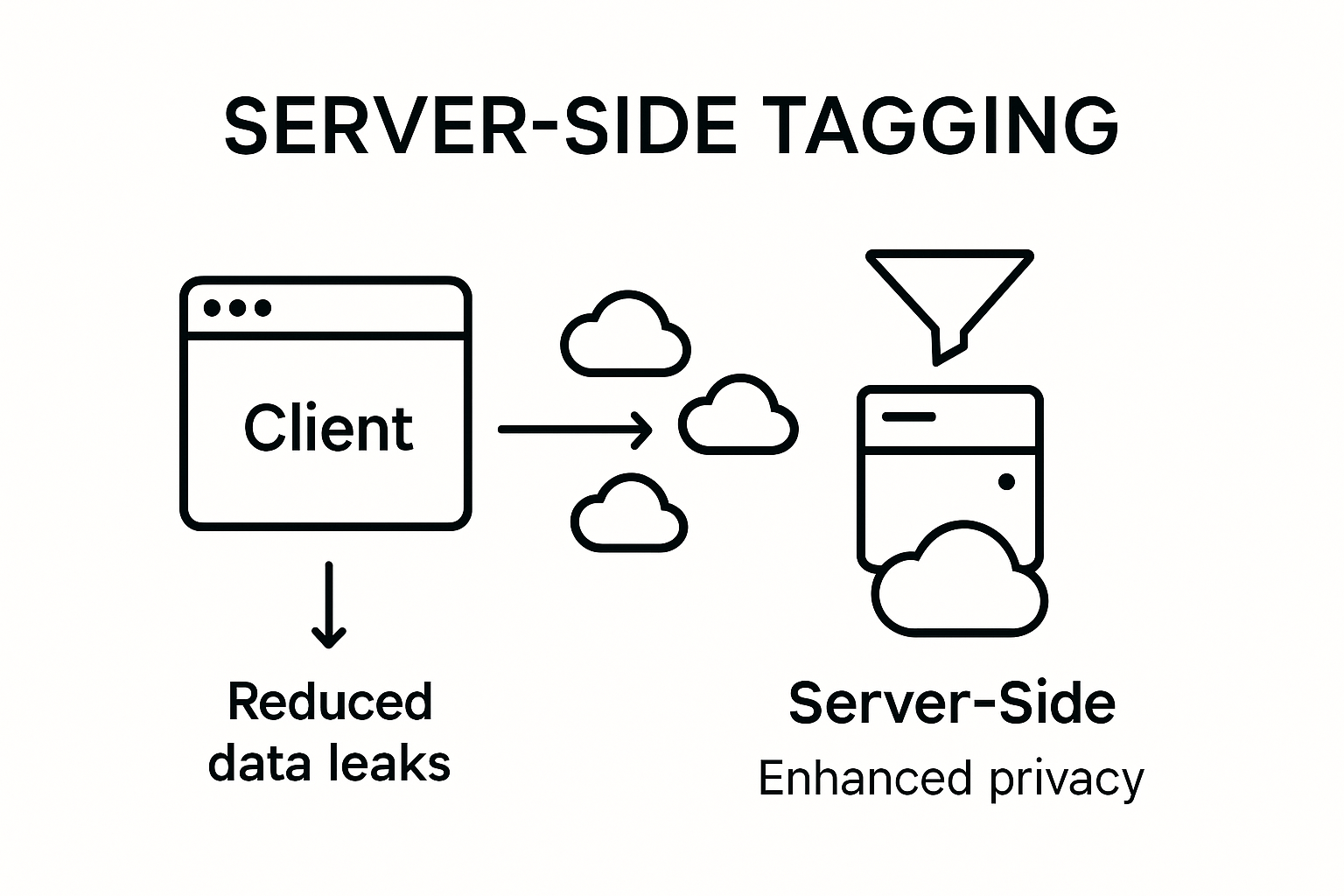 Infographic comparing server-side and client tracking