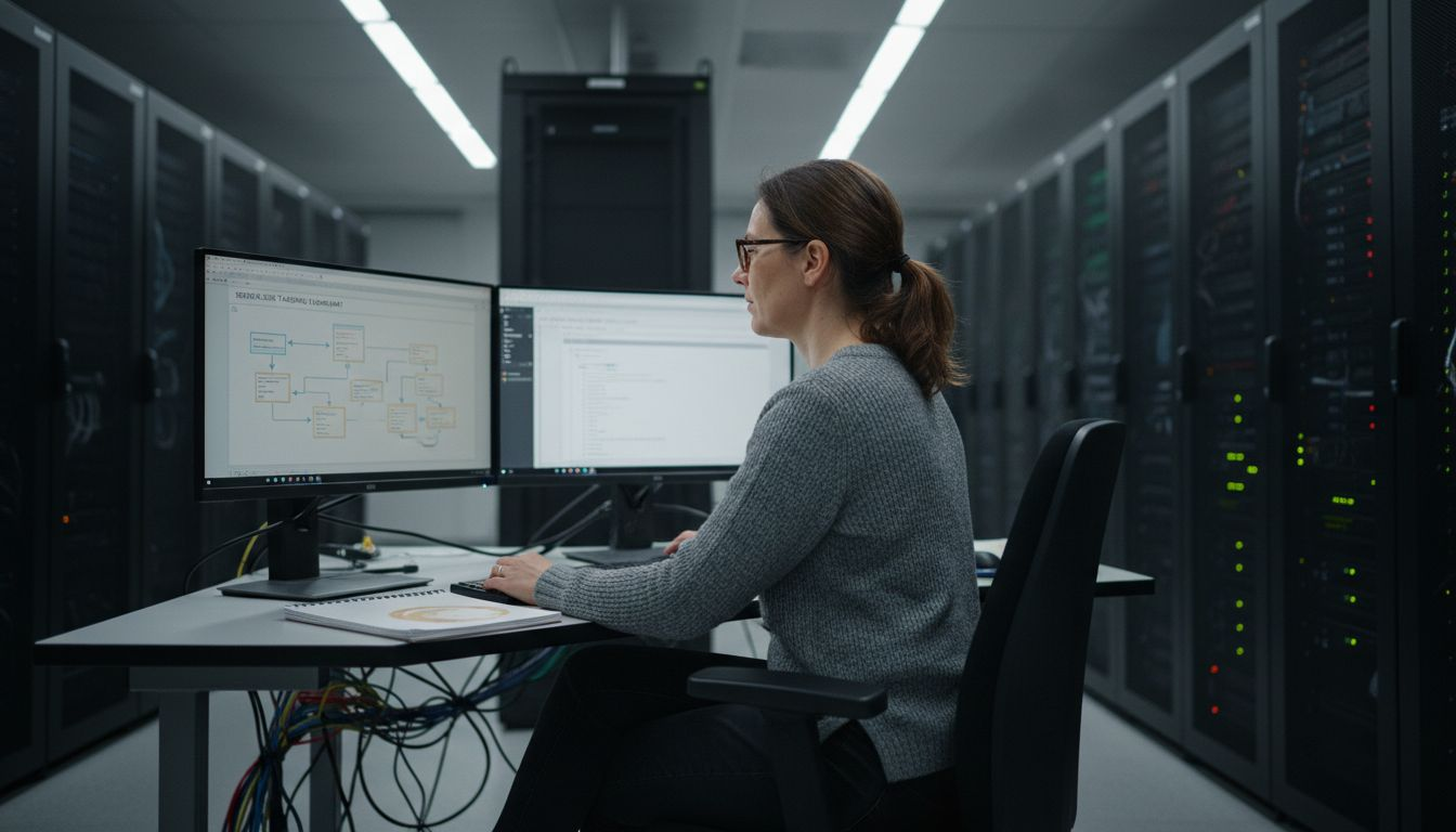 Woman managing server-side tagging setup