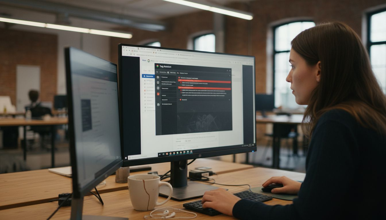 Woman debugging website with Tag Assistant