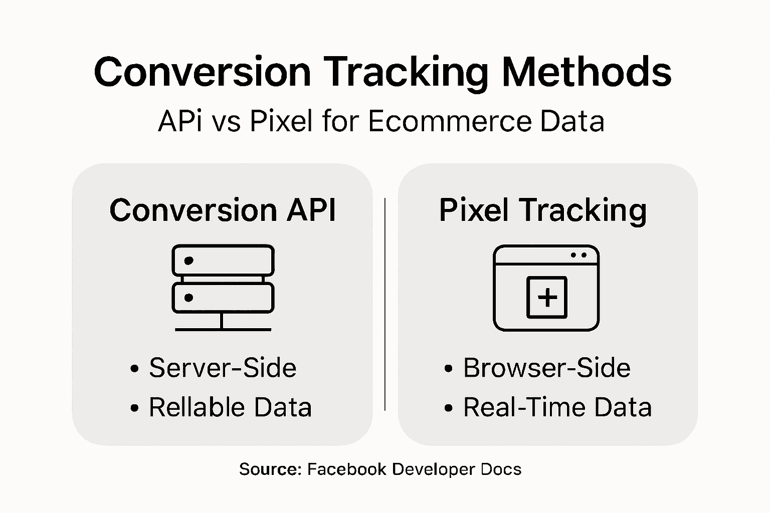 Infographic comparing API and pixel tracking