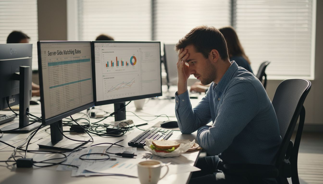 IT specialist examining data server-side setup