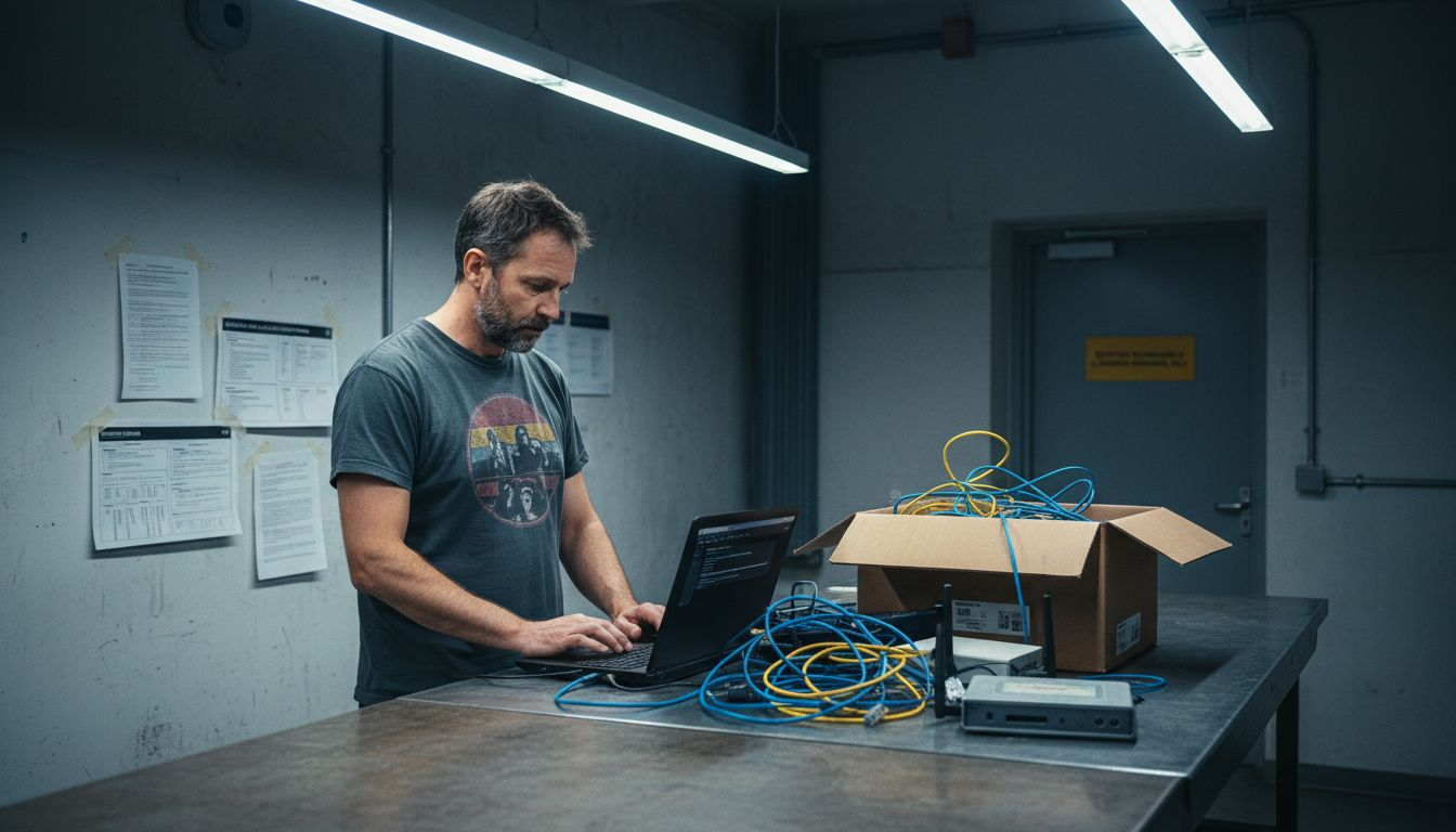 Engineer setting up server-side tracking terminal