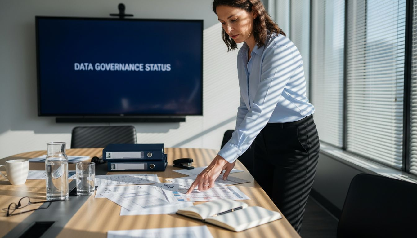 Compliance manager reviewing privacy documents