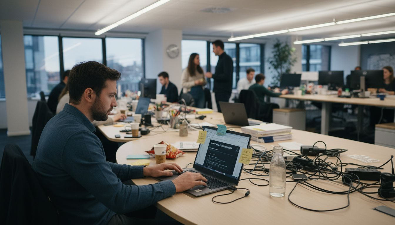 IT manager setting up tagging system