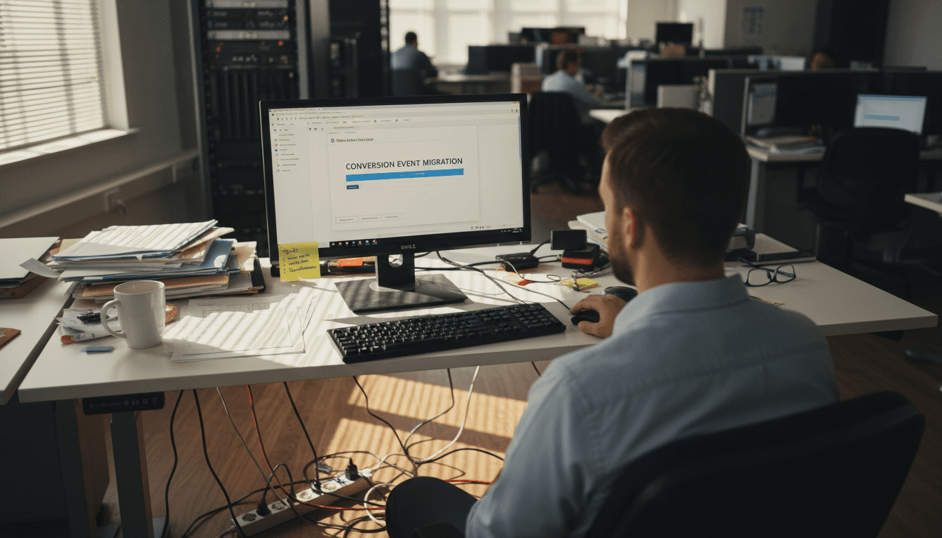 Engineer configuring server-side tagging at desk