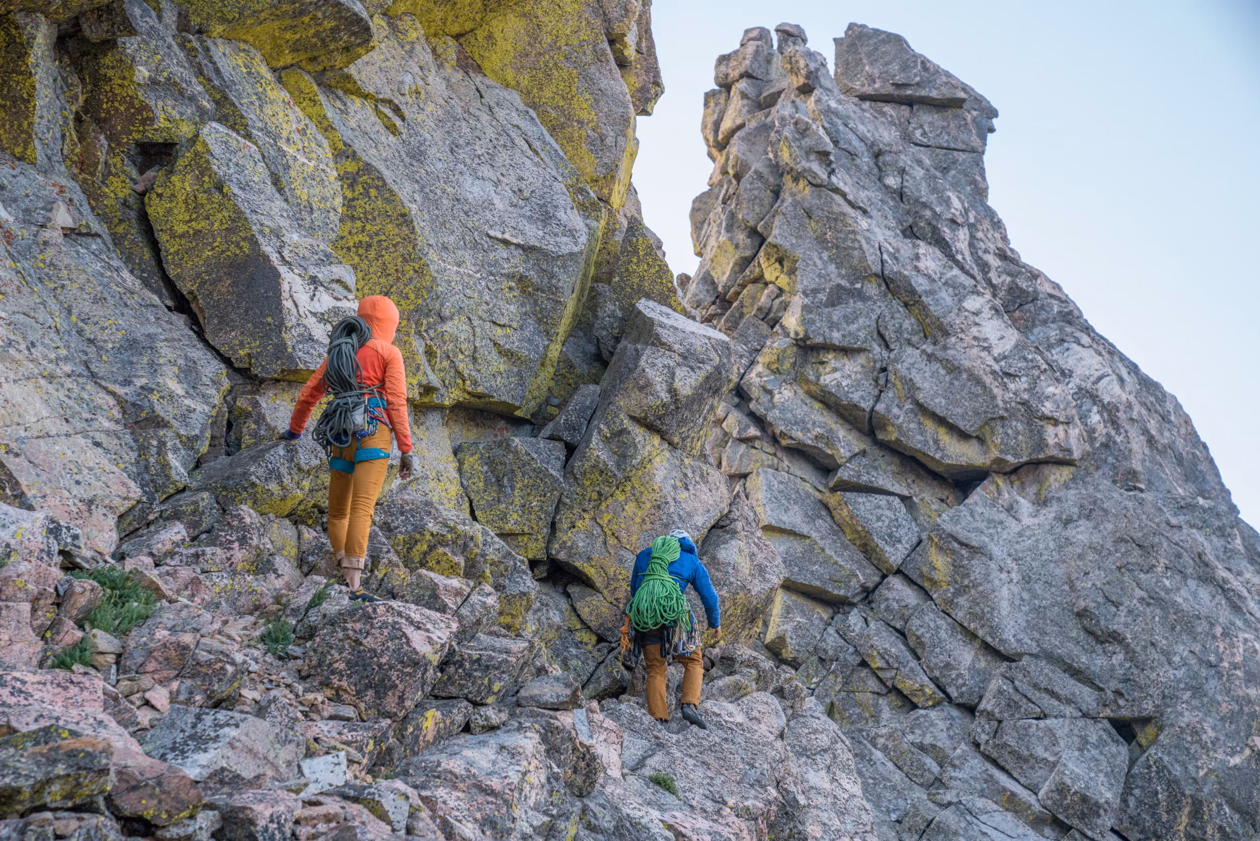 Some climbers navigating their wait to the top of a scramble/climb