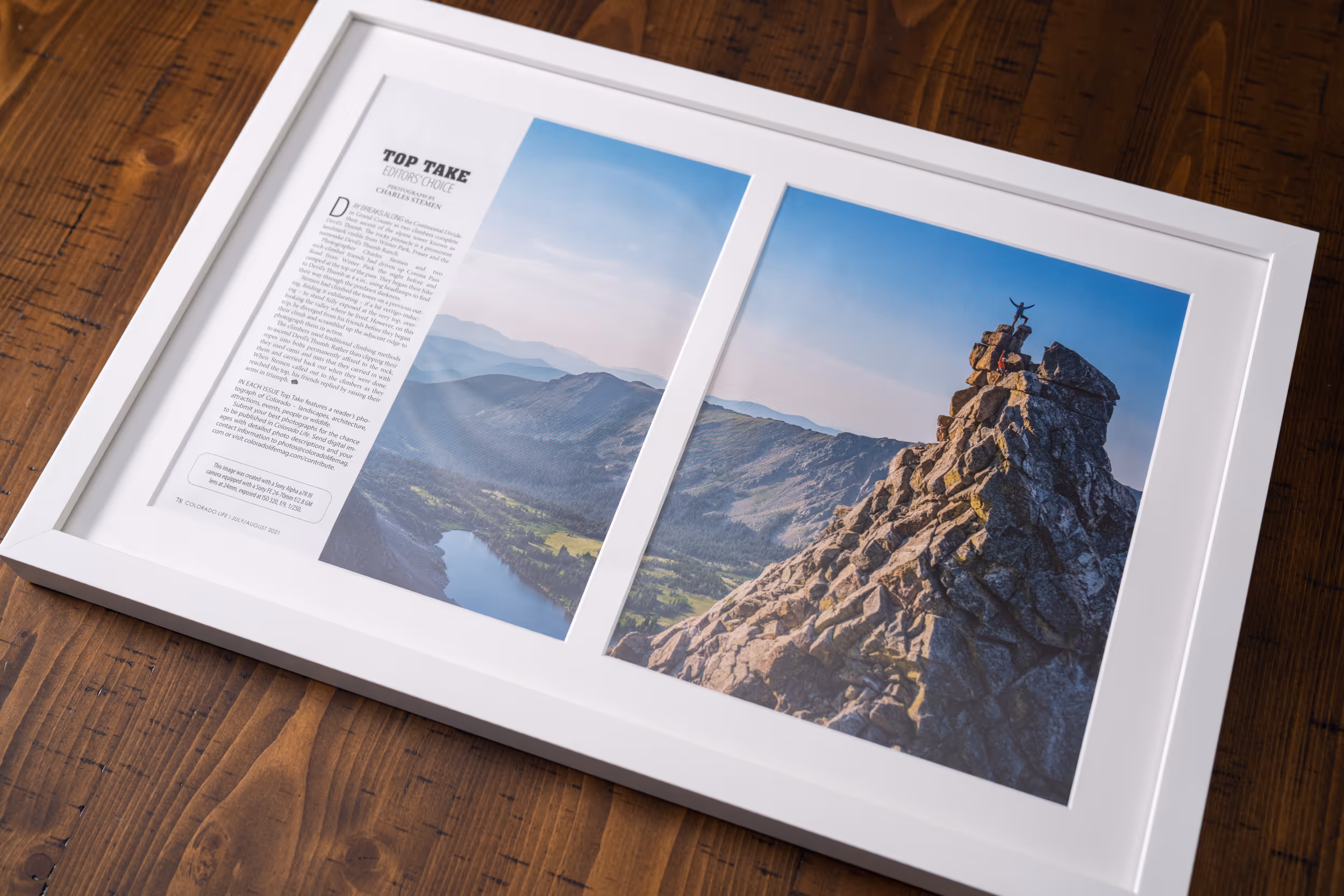 One of Charles Stemen Studios climbing photos used in the Colorado Life Magazine 