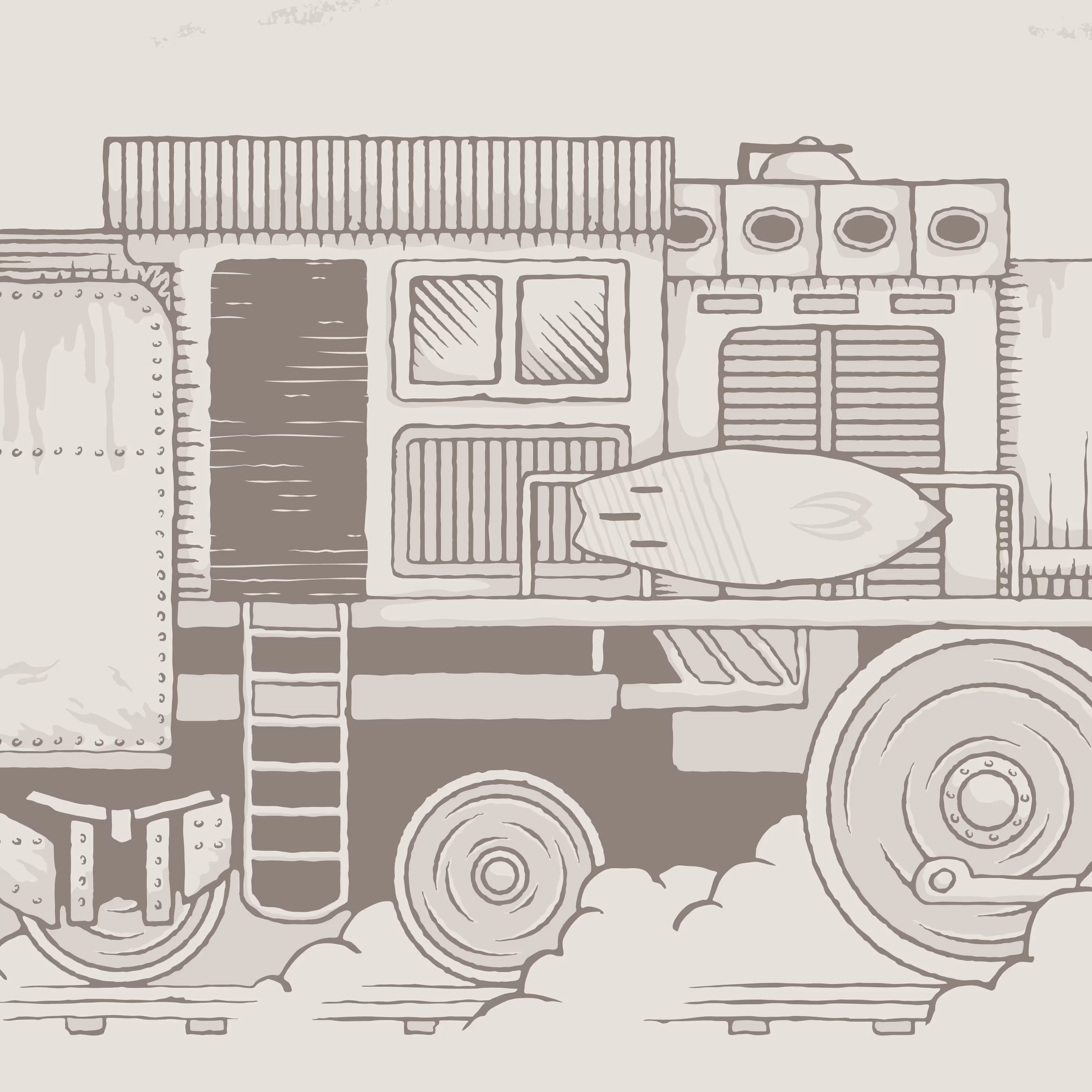 A close up of ab  illustration of an old school old school locomotive engine 