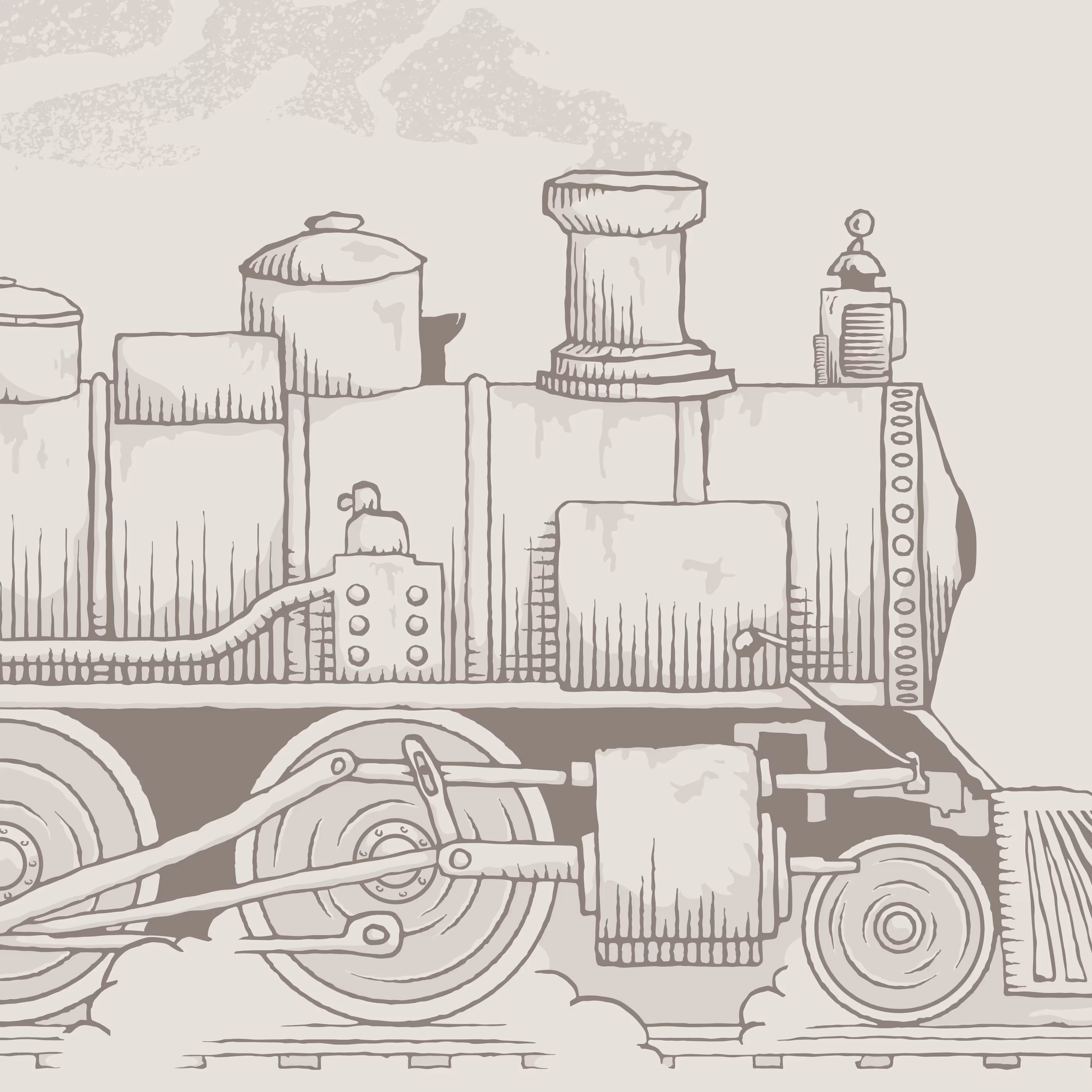 A close up of ab  illustration of an old school old school locomotive engine 