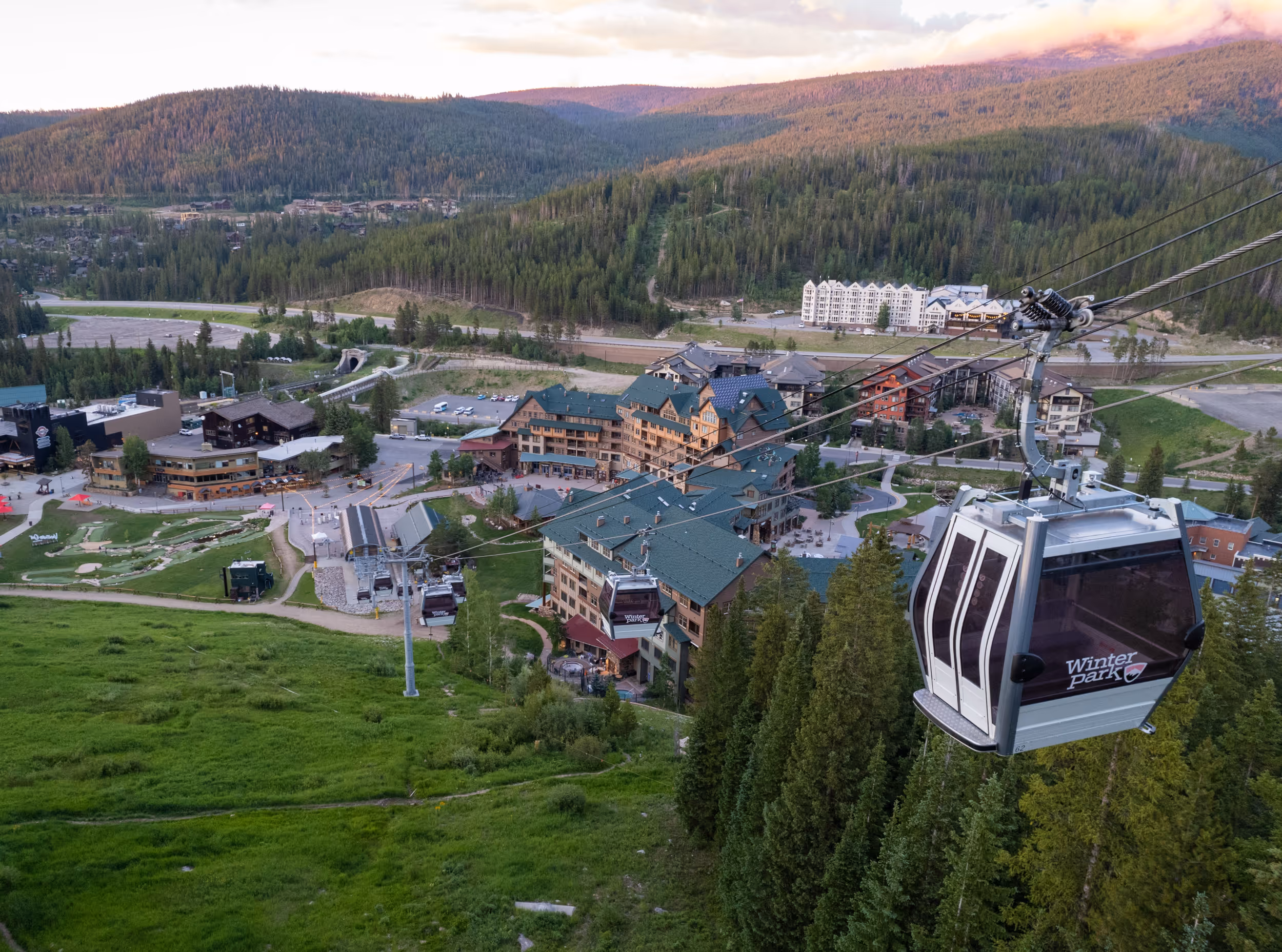 The gondola with Trestle's base in the background