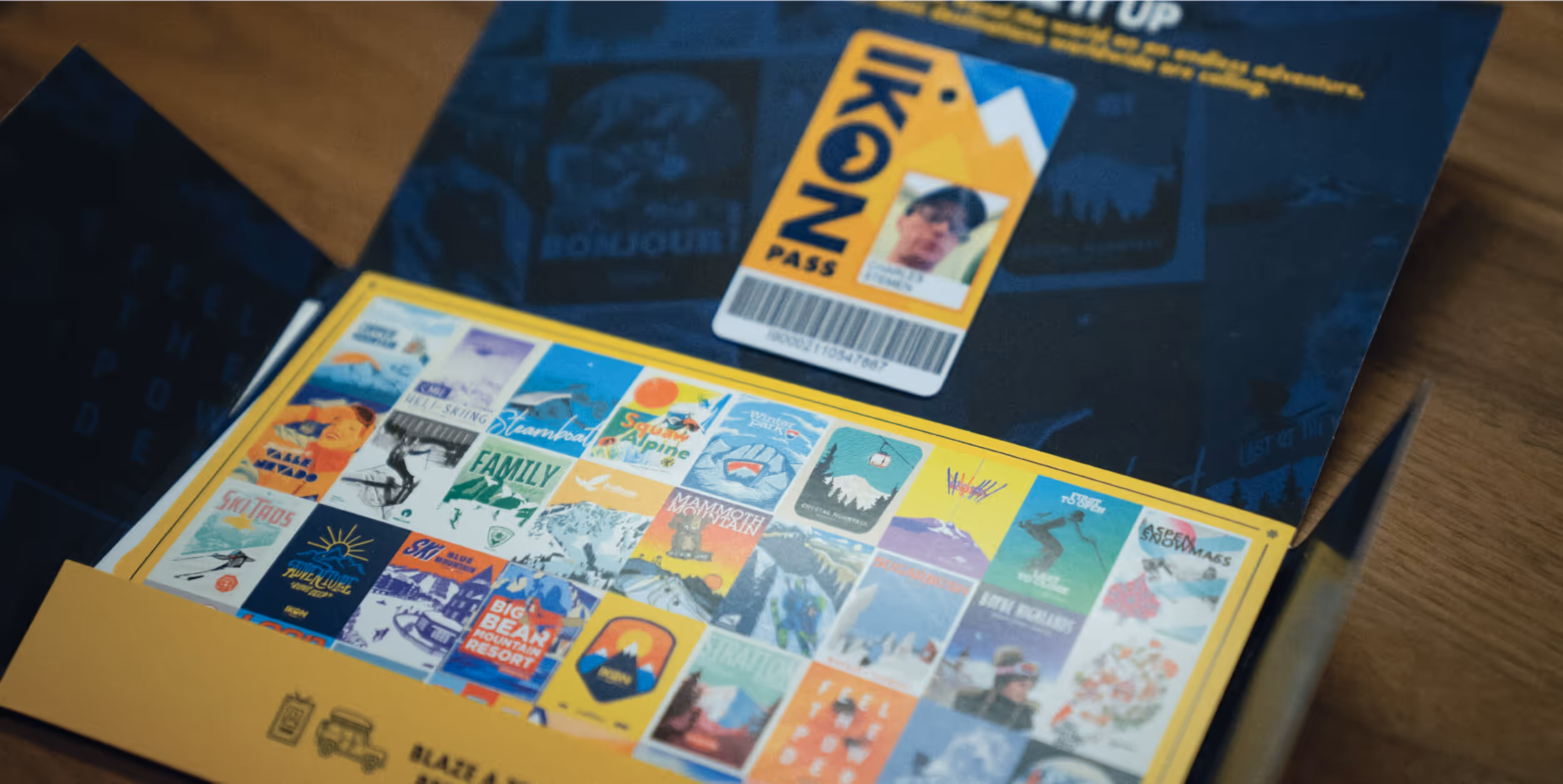 A close up for the envelope for an IKON pass showing the poster for Winter Park 