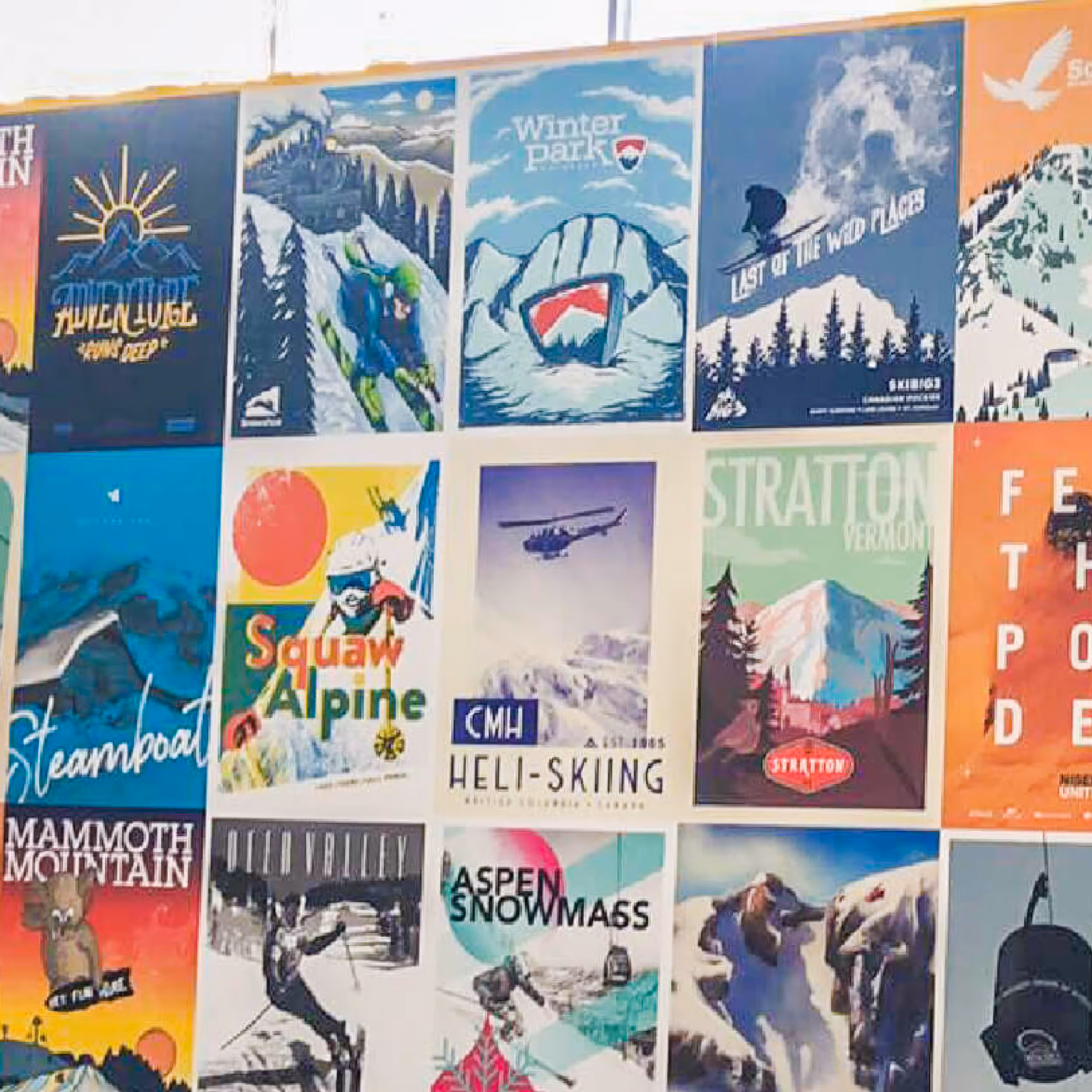 The Winter Park poster included in an array of other posters of parks on the IKON pass