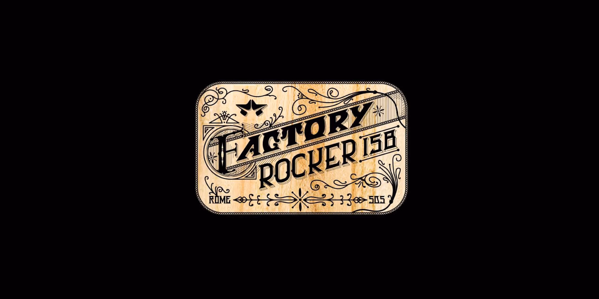 A logo for the Factory Rocker 158 Rome snowboard 