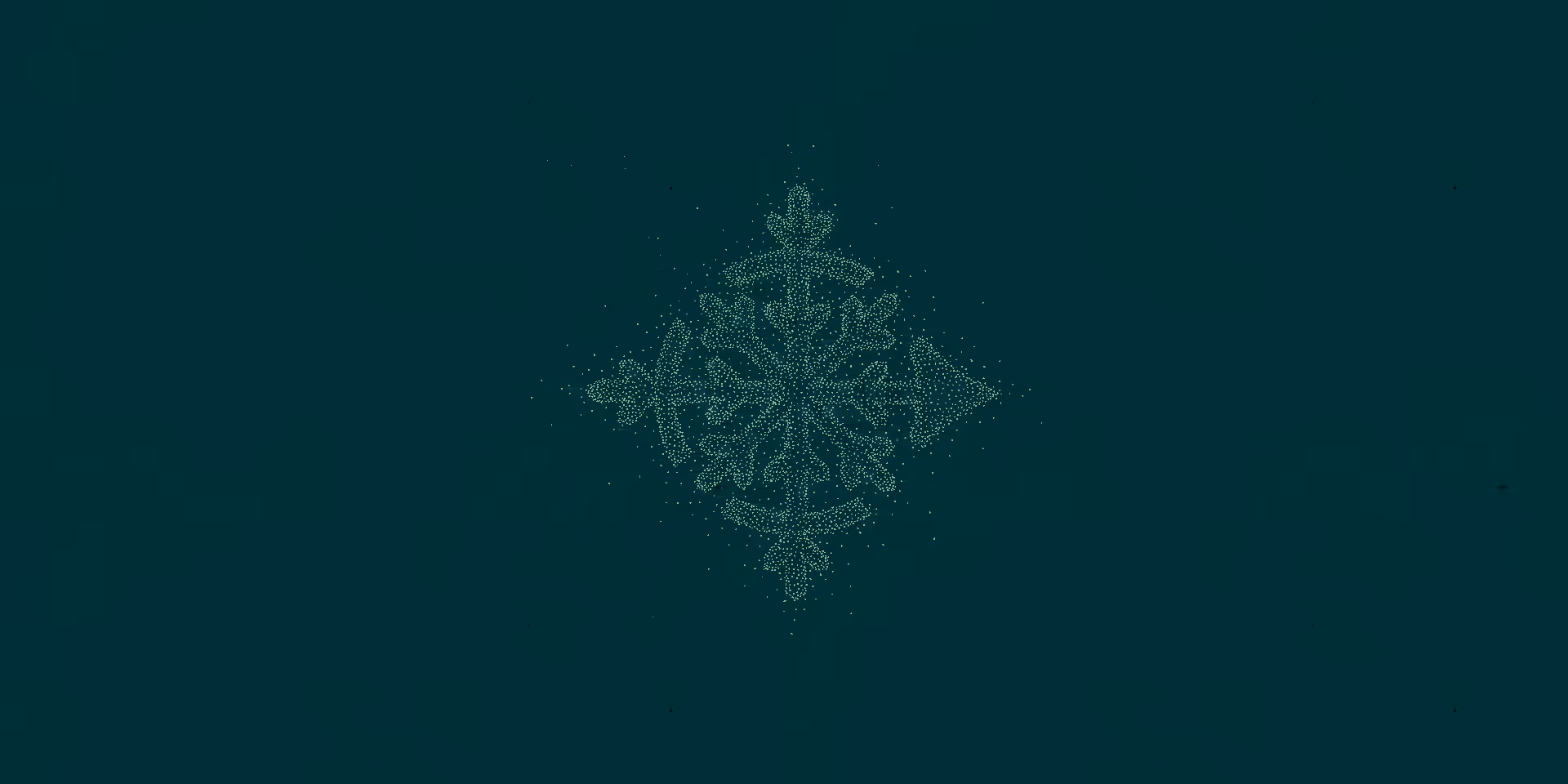 A green background with a lighter colored snow flake graphic 
