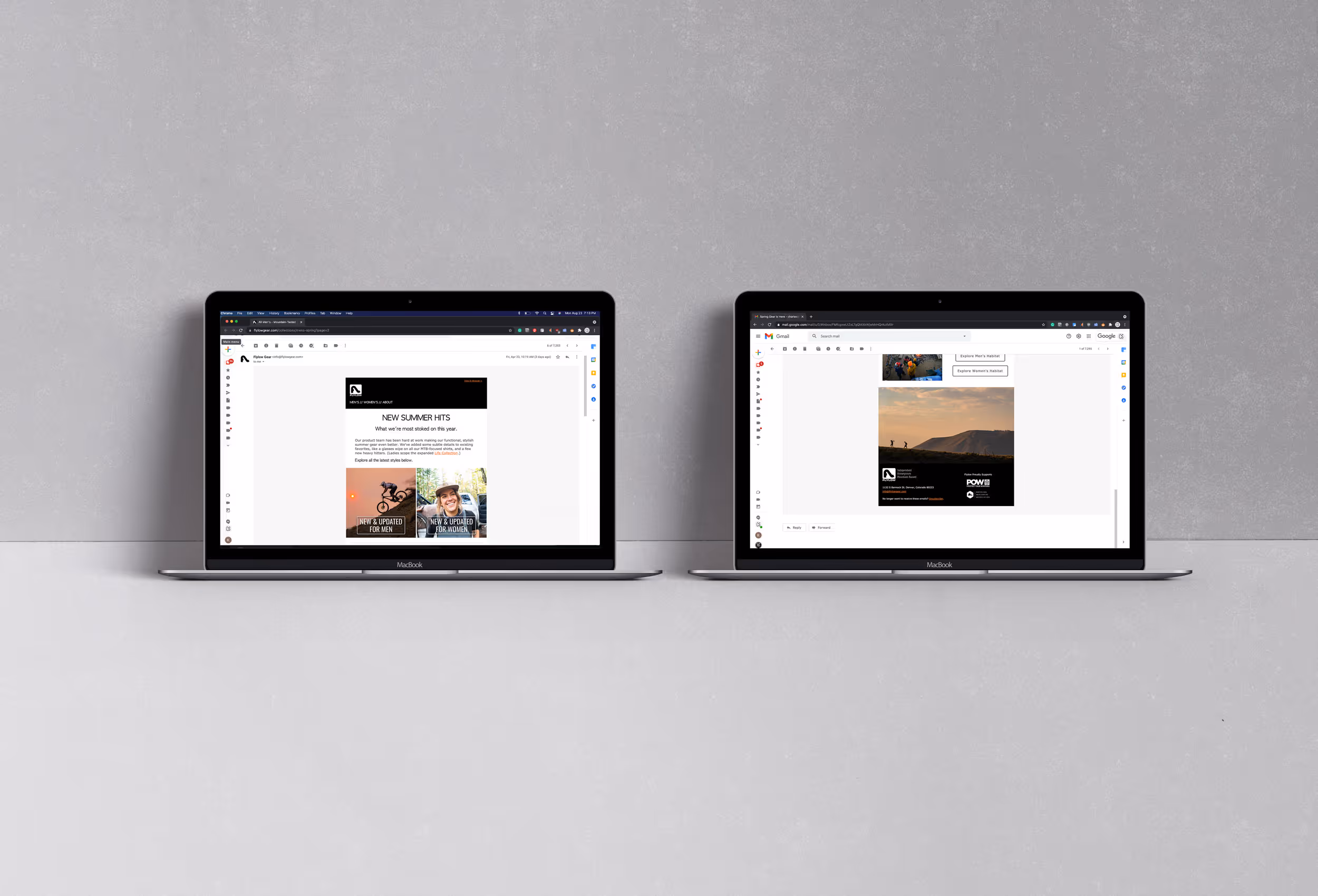 Screenshots of Flylow's websites using images from Charles Stemen Studio