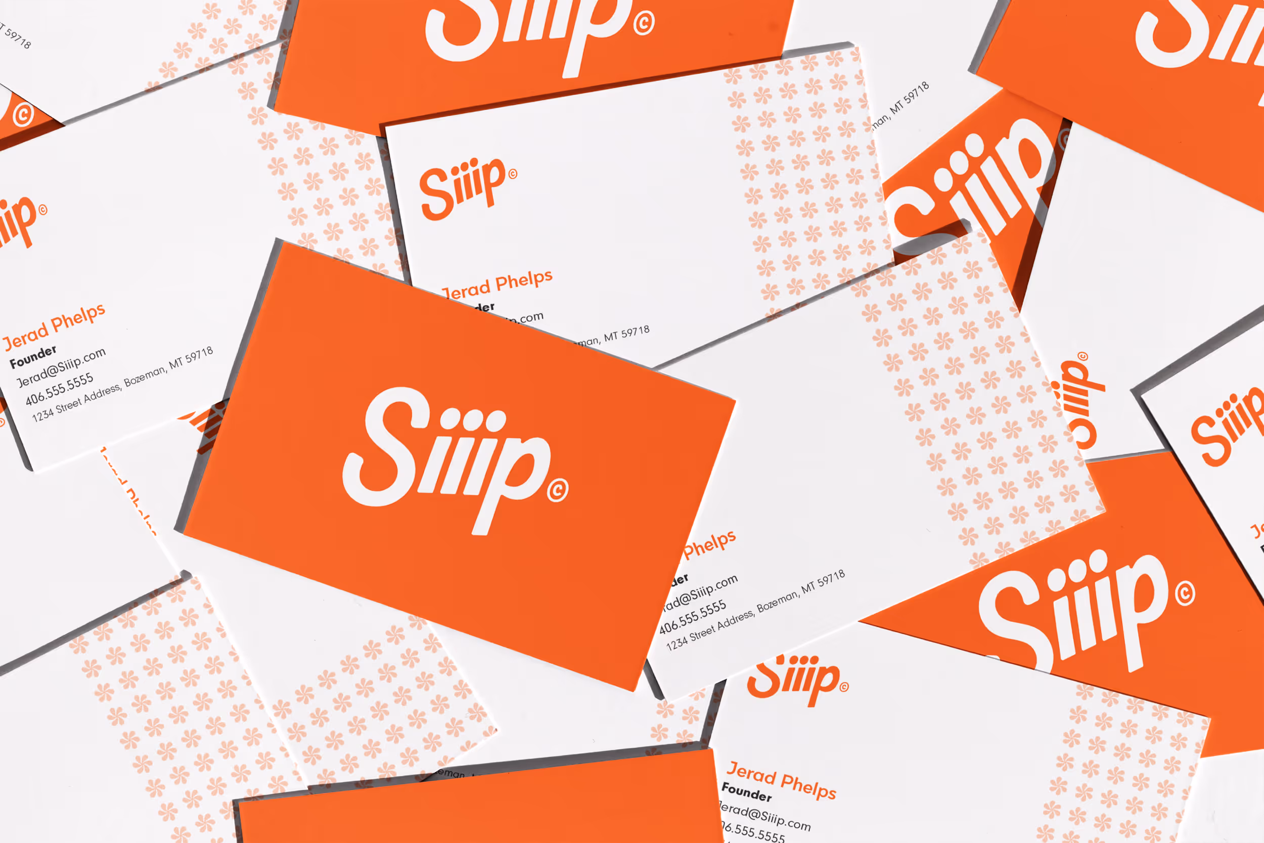 An arrangement of Siiip business cards 