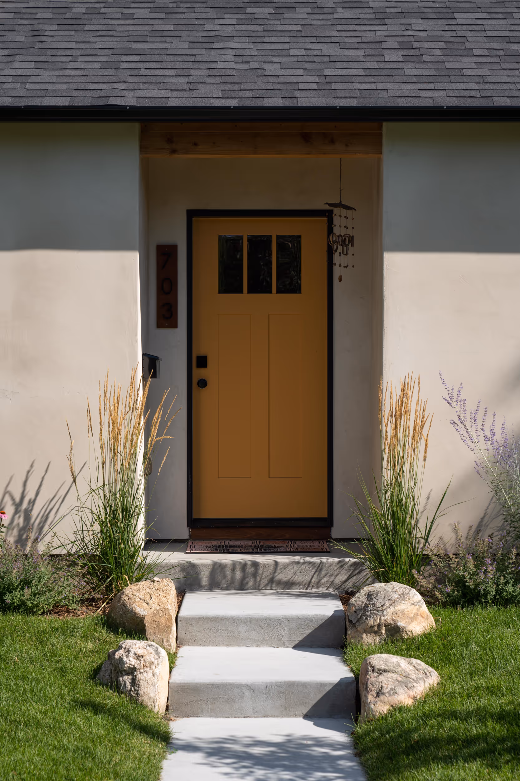A charming yellow front door
