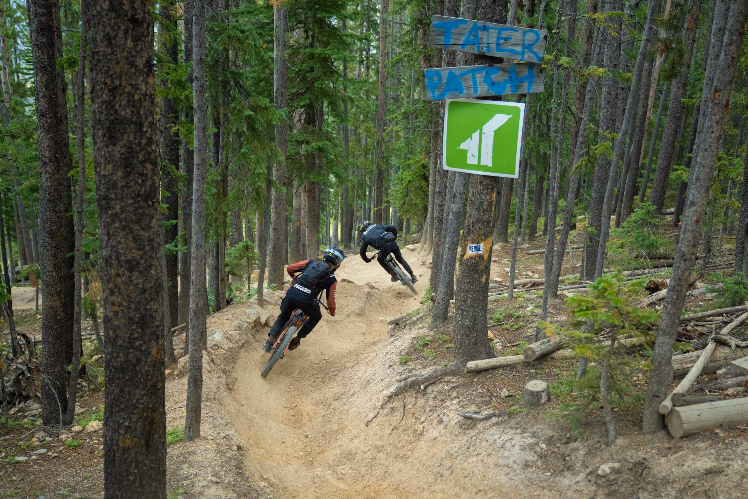 Mountain bikers on Trestle Bike Park