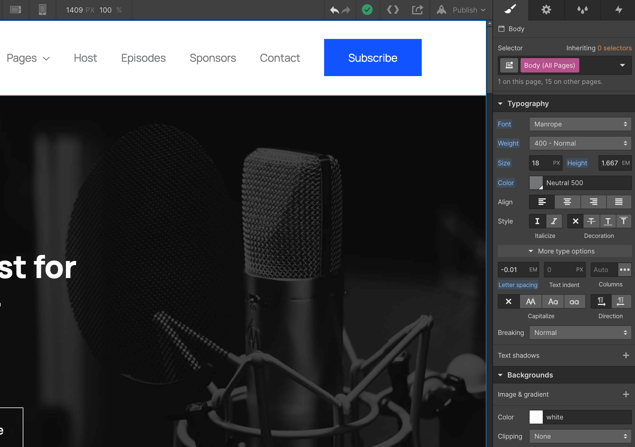 Typography - Radio Webflow Template