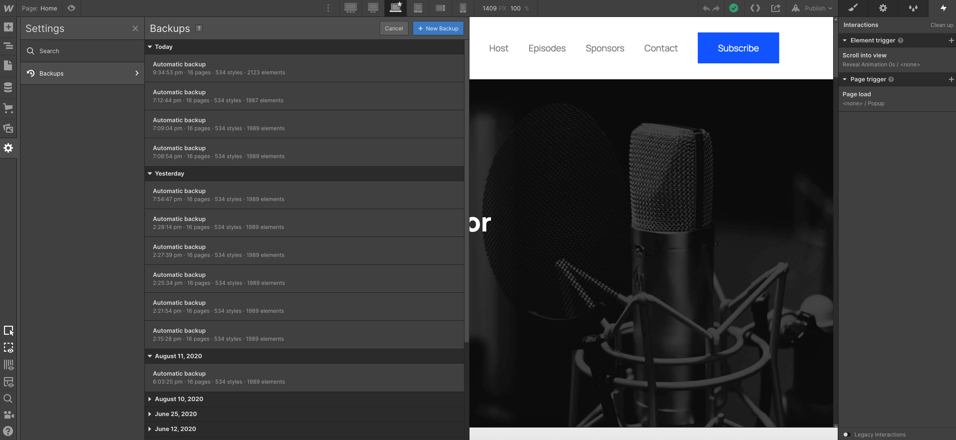 Backups - Radio Webflow Template