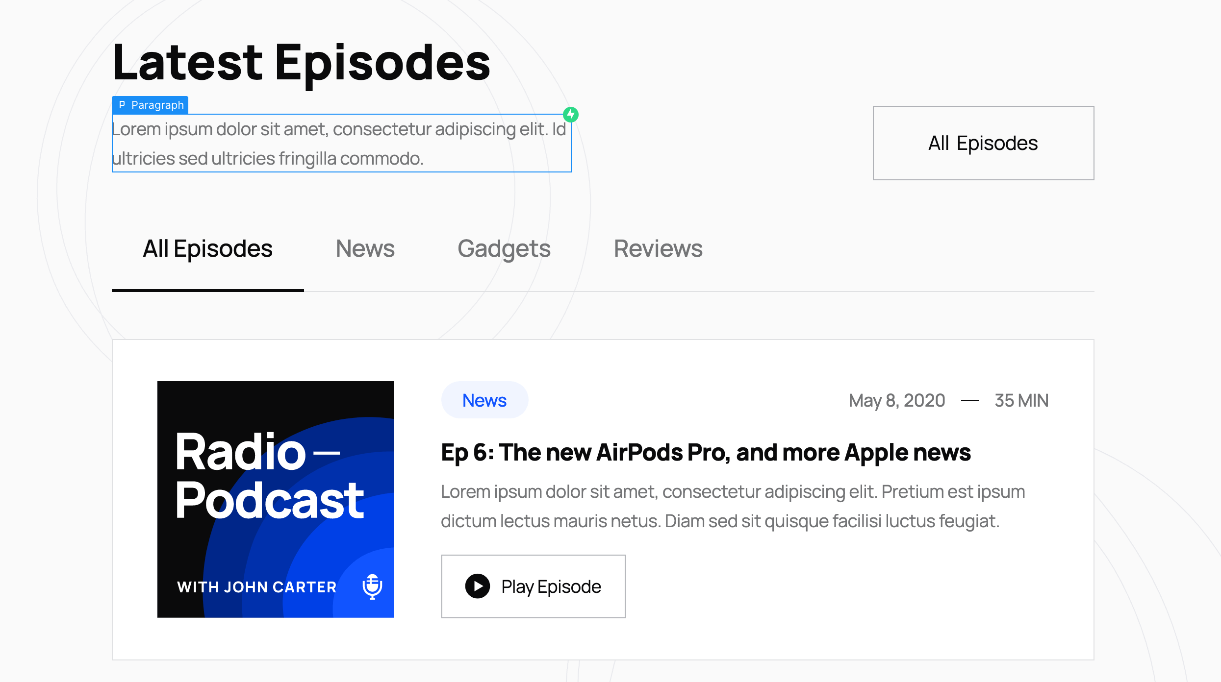 Static Content - Radio Webflow Template