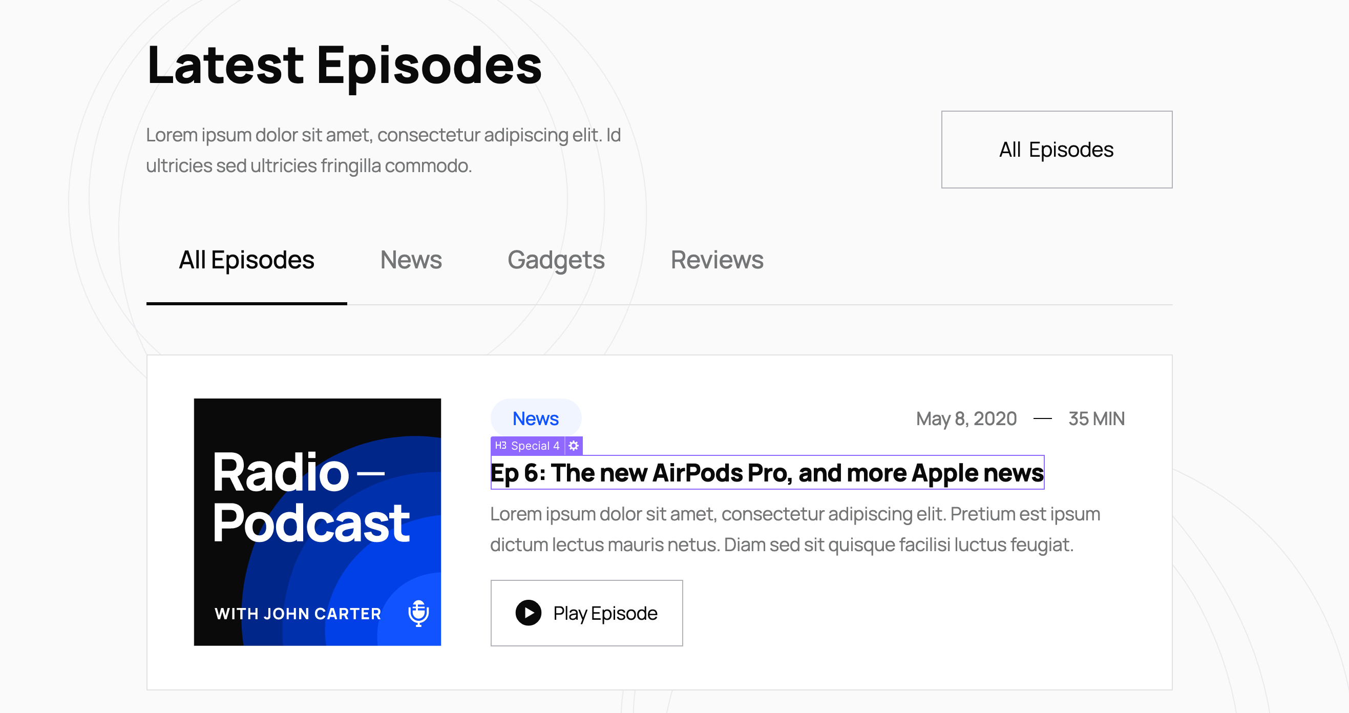 Dynamic Content CMS - Radio Webflow Template