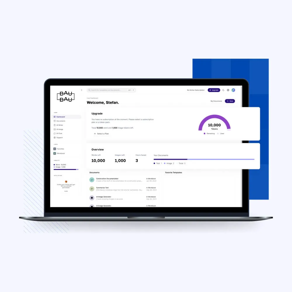 BauBau AI - AI-powered assistant generating text, images and documents for construction professionals and their projects