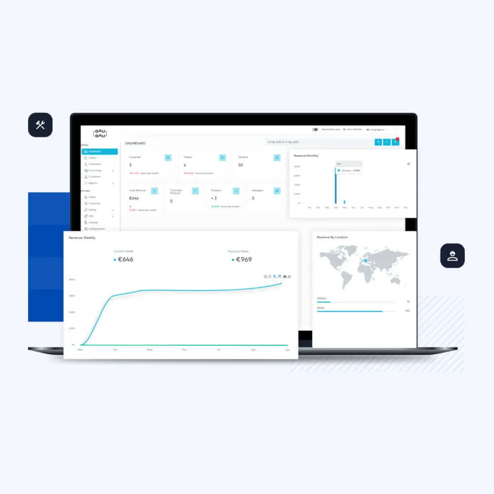 Admin Panel - Centralized control hub for managing and overseeing various aspects of operations and data within the BauBau system