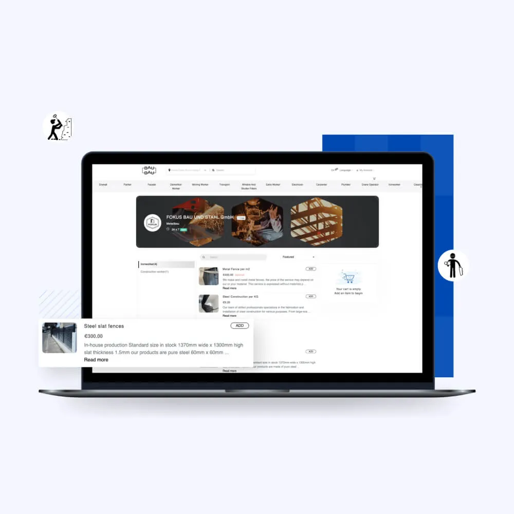 Annual Webshop - BauBau's comprehensive yearly webshop solution, facilitating online sales and transactions for the construction industry