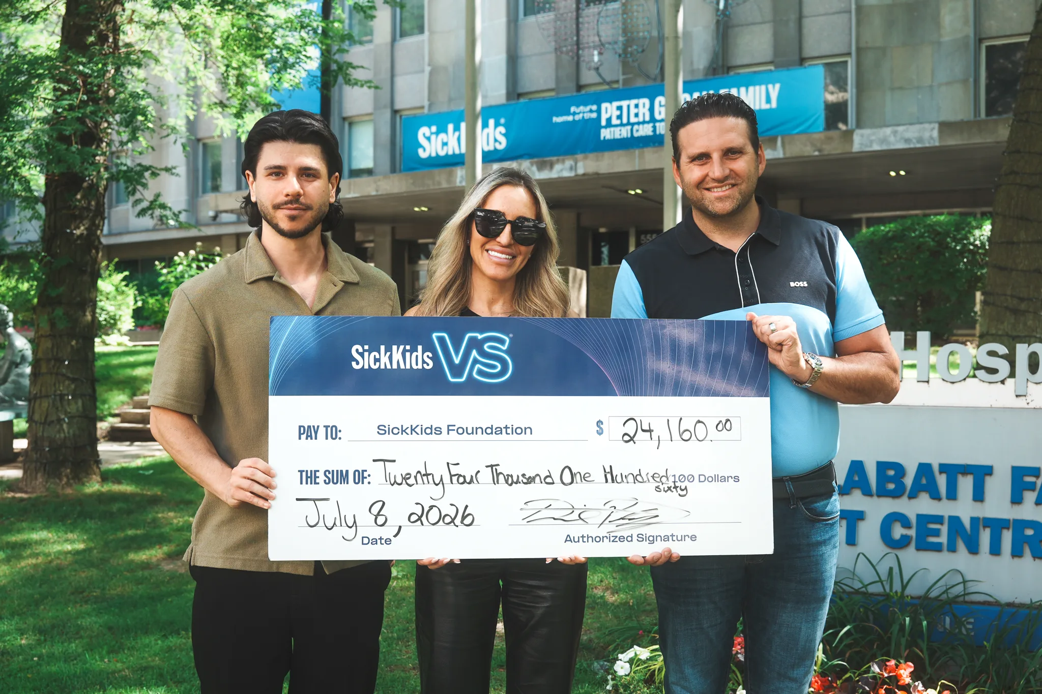 SmilesForMiles 2026 cheque presentation for SickKids
