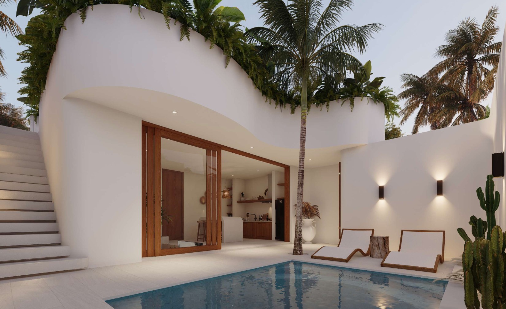 Contemporary Bali villa with rooftop
