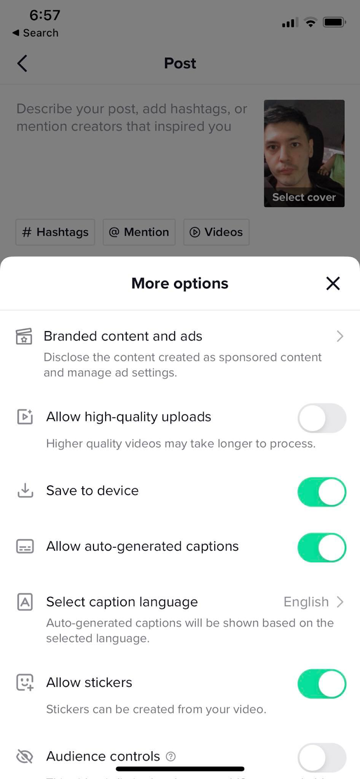 TikTok Captions More Options