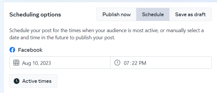 Scheduling option to schedule the completed post