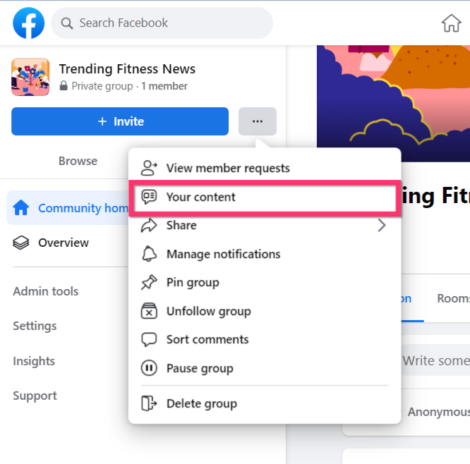 Editing a scheduled Facebok group post from Your Content section