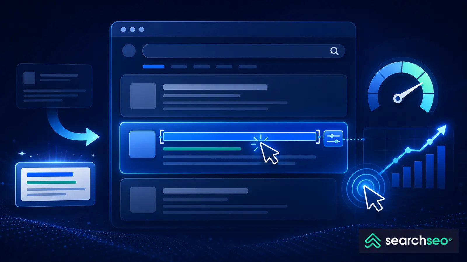 Search result title tags being optimized to improve organic click-through rate.