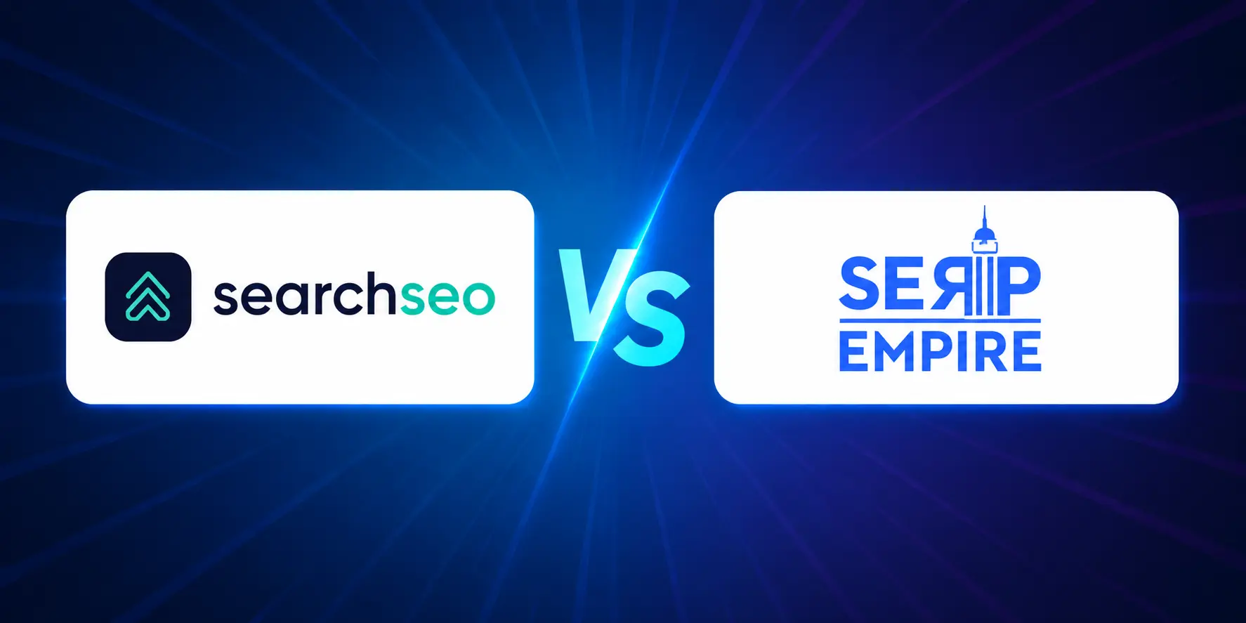 SearchSEO vs SERP Empire comparison featuring both SEO traffic platforms side by side.